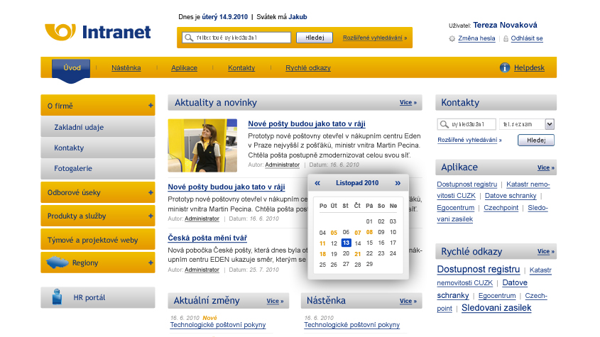  Česká pošta Intranet