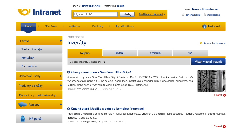  Česká pošta Intranet