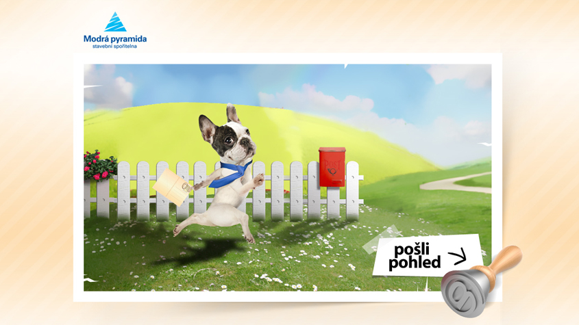  Modrá pyramida Mluvící pohlednice