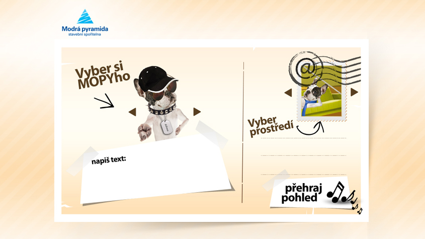  Modrá pyramida Mluvící pohlednice