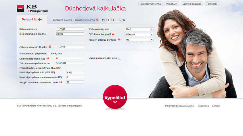 Kalkulačka Penzijního fondu Komerční banky